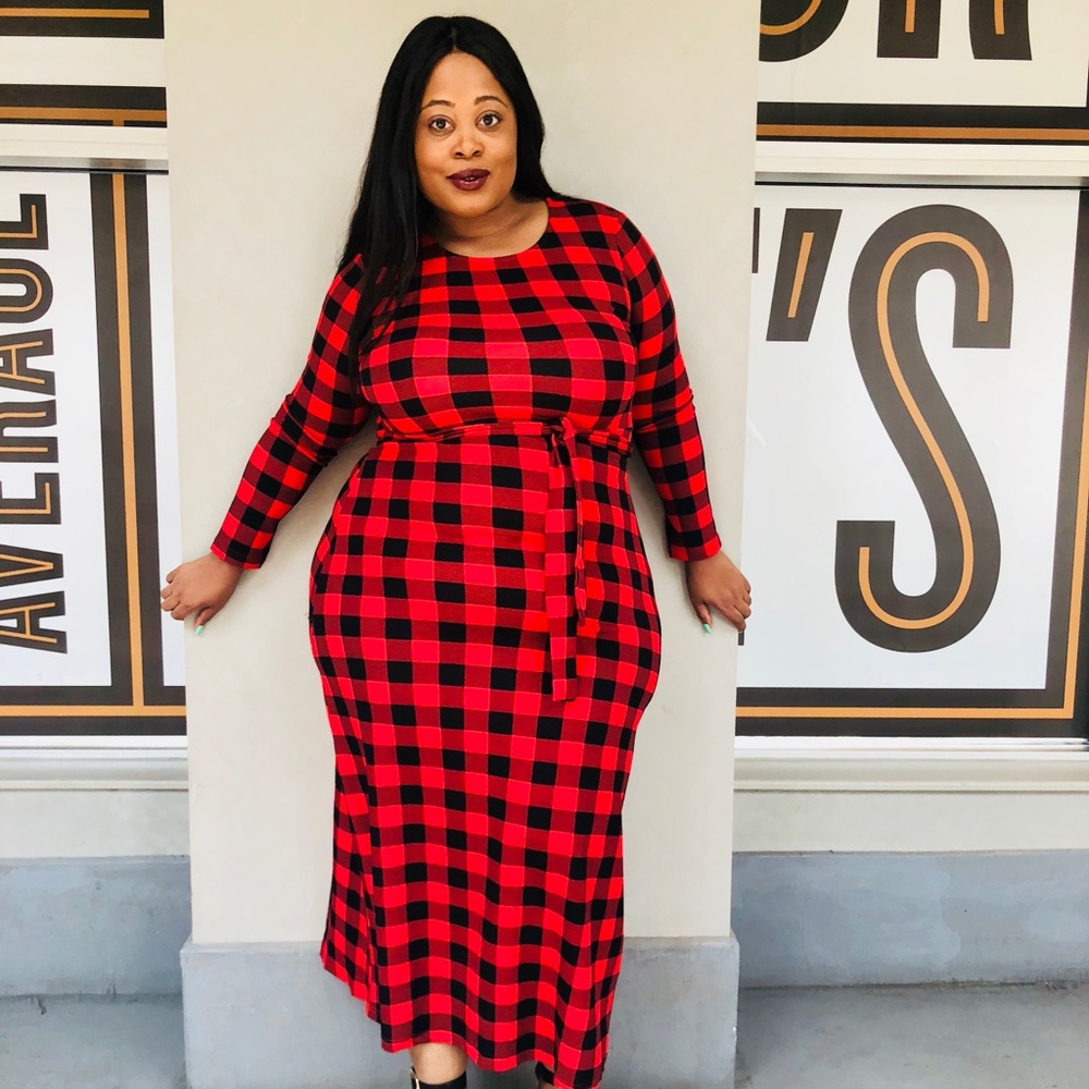 Shein buffalo print maxi dress.